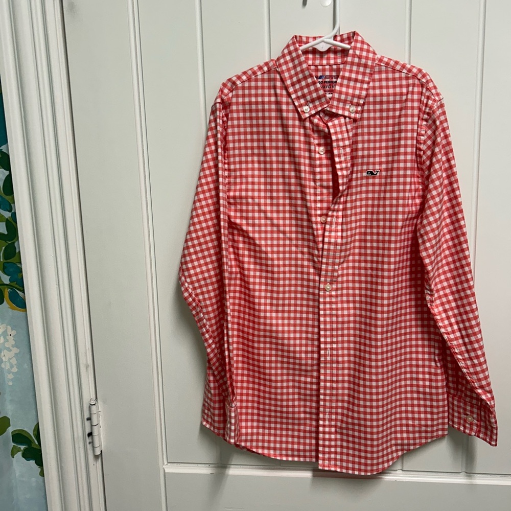 Vineyard Vines Red & White Gingham Button-Down Shirt